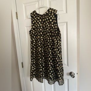 Black and gold polka dot dress.